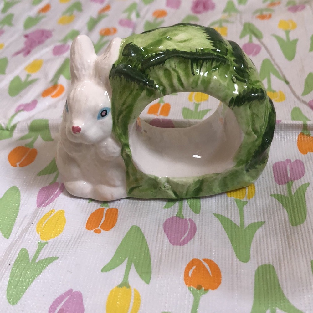 Ceramic Bunny napkin holders - NIB